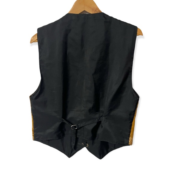 Avenue of America vintage western leather embroidered patchwork button vest #36E - Picture 2 of 5